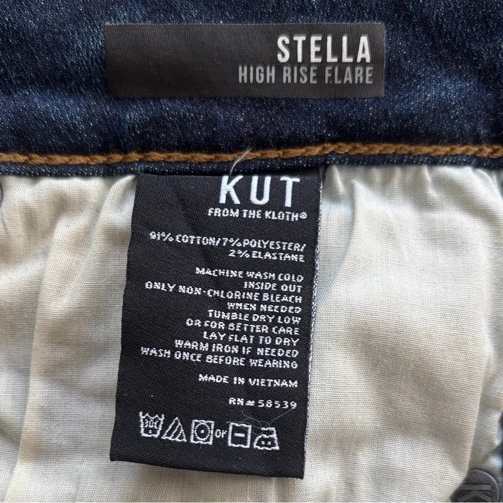 Kut from the Kloth Stella High Rise Flare Jean Pant 4 Dark Base Wash - Picture 11 of 16